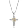 CZ Crossed Crosses Pendant Necklace