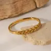 Stainless Steel Wheat Ear Bangle Bracelet - Image 5