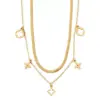Double-Layer Flat Snake Collarbone Chain Necklace with Irregular Four-Leaf Flower Pendant - Image 4