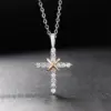 CZ Crossed Crosses Pendant Necklace - Image 4